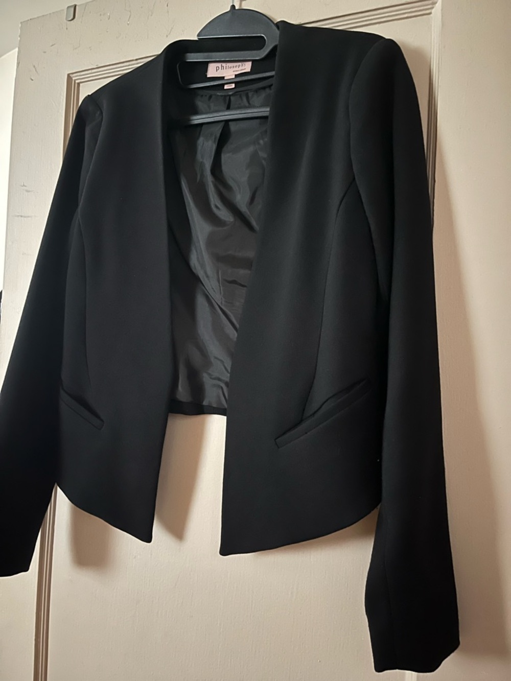 Philosophy Black Open-Front Cropped Blazer